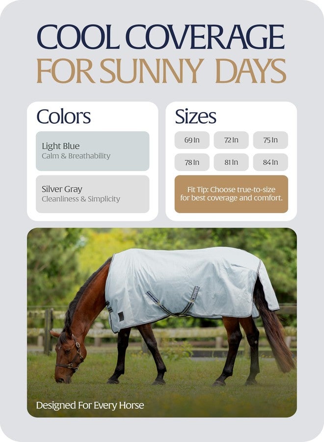Equinavia Gard Horse Fly Sheet | UV Protection Mesh Fly Sheet for Horses | Lightweight Nylon Turnout Sheet Fly Sheets for Horses - Light Blue - 78 in - Image 2